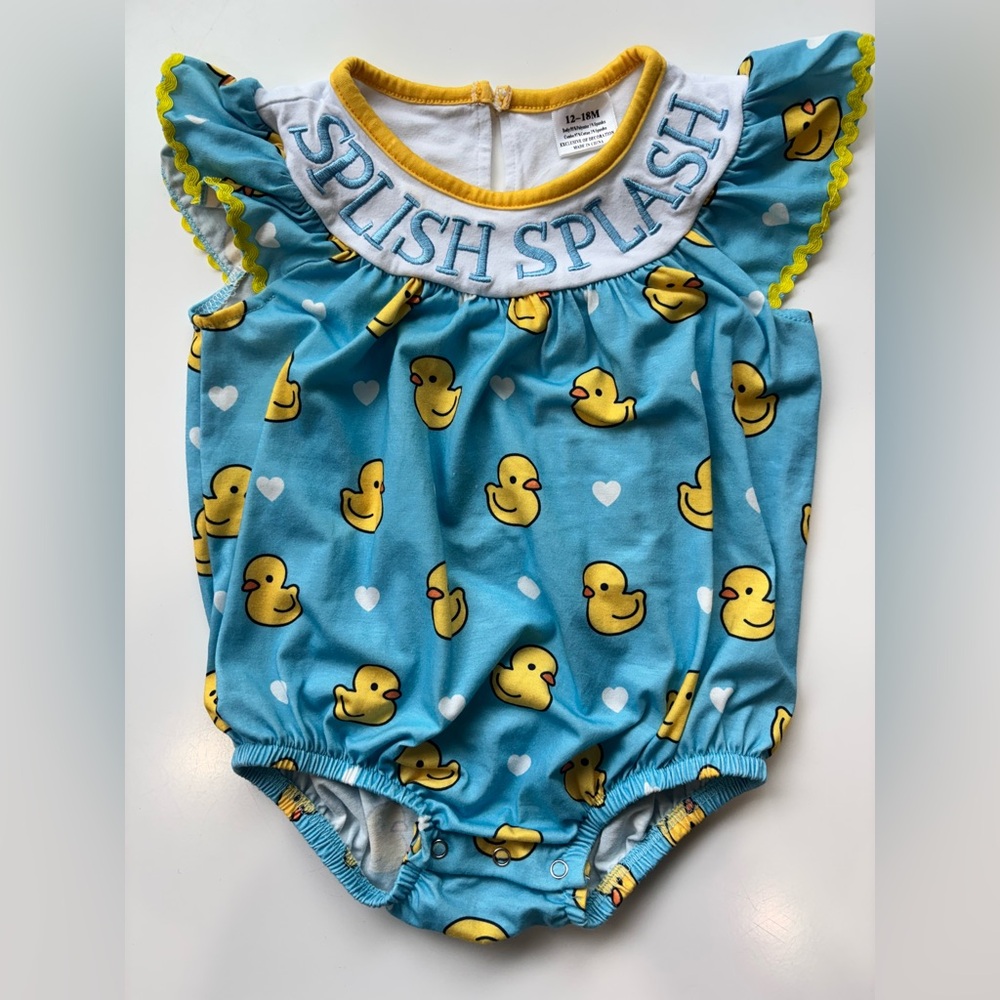 Blue Boutique Romper with Duck Print